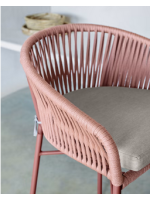 SEATTLE seduta h 65 cm scelta colore sgabello in corda e in metallo per interno ed esterno giardino terrazzi