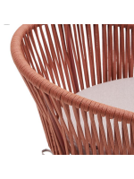 SEATTLE seduta h 65 cm scelta colore sgabello in corda e in metallo per interno ed esterno giardino terrazzi