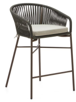 SEATTLE seat h 65 cm color choice rope and metal stool for indoor and outdoor garden terraces