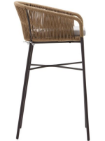 SEATTLE hauteur d'assise 80 cm tabouret en corde et en métal au choix de couleurs pour terrasses jardin et intérieures