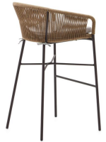 SEATTLE hauteur d'assise 80 cm tabouret en corde et en métal au choix de couleurs pour terrasses jardin et intérieures