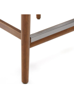 DODI stool with seat h 62 cm in solid acacia wood with walnut finish and beige rope for indoors or outdoors