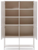 DAMOR buffet h 160 cm buffet avec 4 portes en MDF laqué blanc et pieds en acier blanc