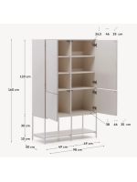 DAMOR buffet h 160 cm buffet avec 4 portes en MDF laqué blanc et pieds en acier blanc