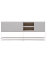 DAMOR Aparador o mueble TV 195x80h cm 3 puertas en MDF lacado blanco y patas de acero blanco