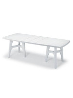 PRESIDENT TRIS EXTENDABLE 170/195/220x95 cm in white resin table for outdoor garden or terrace