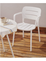 ELLA scelta colore in polipropilene sedia con braccioli per giardino terrazzi ristoranti impilabile