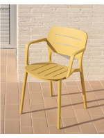 ELLA Chaise au choix de couleur avec accoudoirs en polypropylène pour terrasses de jardin restaurants empilable