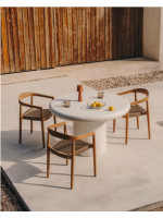 DADA Ø 90 or Ø 120 or Ø 140 cm table in resistant white concrete for gardens and terraces