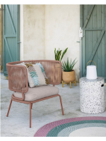 SEATTLE Farbwahl Sessel aus Seil und Metall mit Kissen für Gartenterrassen im Innen- und Außenbereich