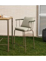 FLU seat h 66 cm in brown steel and green rope and cushions in removable fabric stool