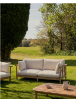 CANCUN eucalyptus wood 2 seater sofa 195 cm for outdoor garden terraces or interiors