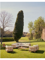CANCUN Eukalyptus holz 2 Sitzer Sofa 195 cm für Gartenterrassen im Freien und Innenräume für Privathaushalte oder Verträge