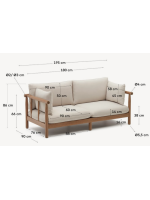 CANCUN divano 2 posti 195 cm in legno di eucalipto per esterno giardino terrazzi e interno casa o contract