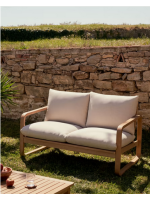 LOLA eucalyptus wood 2 seater sofa 142 cm for outdoor garden terraces or interiors