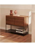 TODAY sideboard h 80 cm 2 walnut veneered doors and black steel legs