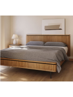 BASCO Doppelbett mit Lattenrost 160 x 200 cm aus massivem Mangoholz mit Latteneffekt