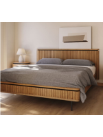 BASCO double bed with 160x200 cm slatted base in solid mango wood with slatted effect