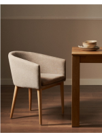 LARA chair with chenille armrests color choice legs in solid ash wood armchair