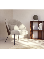 ALEXAR ash veneer armchair wengé finish in light brown fabric and black metal frame