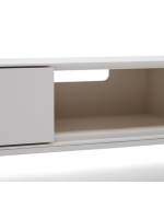 DAMOR meuble TV 195x35h cm en MDF laqué blanc et pieds en acier blanc