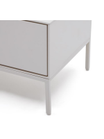 DAMOR meuble TV 195x35h cm en MDF laqué blanc et pieds en acier blanc