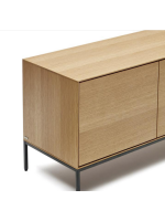 ASTRA sideboard or TV stand 195x55h cm 3 oak veneered doors and black steel legs