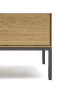 ASTRA sideboard or TV stand 195x55h cm 3 oak veneered doors and black steel legs