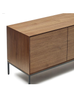 TODAY sideboard or TV stand 195x55h cm 3 walnut veneered doors and black steel legs