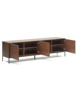 TODAY sideboard or TV stand 195x55h cm 3 walnut veneered doors and black steel legs