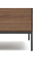 TODAY Sideboard oder TV-Ständer 195x55h cm 3 Türen mit Nussbaumfurnier und schwarze Stahlbeine