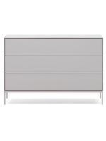 DAMOR comò cassettiera 110x75h cm MDF laccato bianco e gambe in acciaio bianco