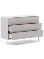 DAMOR cajonera 110x75h cm en MDF lacado blanco y patas de acero blanco