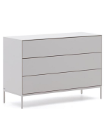 DAMOR cajonera 110x75h cm en MDF lacado blanco y patas de acero blanco