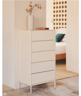DAMOR cassettiera 60x114h cm in MDF laccato bianco e gambe in acciaio bianco