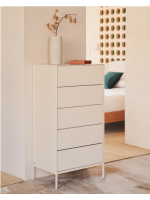 DAMOR chest of drawers 60x114h cm in white lacquered MDF and white steel legs