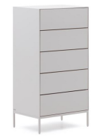 DAMOR chest of drawers 60x114h cm in white lacquered MDF and white steel legs