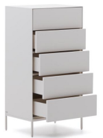 DAMOR chest of drawers 60x114h cm in white lacquered MDF and white steel legs