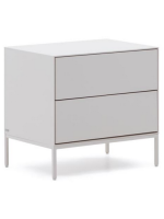 DAMOR bedside table 60x55h cm in white lacquered MDF and white steel legs