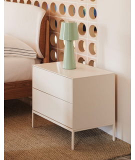 DAMOR comodino 60x55h cm in MDF laccato bianco e gambe in acciaio bianco