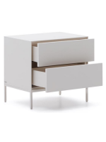 DAMOR bedside table 60x55h cm in white lacquered MDF and white steel legs