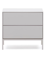 DAMOR bedside table 60x55h cm in white lacquered MDF and white steel legs