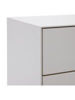 DAMOR bedside table 60x55h cm in white lacquered MDF and white steel legs