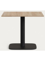CAMPTEL table top 70x70 cm in natural finish melamine and black painted metal base for bars ice cream parlors and restaurants
