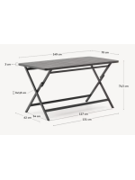 BIRMA 140x70 Table pliante en aluminium noir pour maison bars à glaces