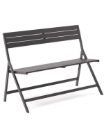 ASTRA Folding bench in black aluminum for indoors or outdoors at home bars restaurants ice cream parlors