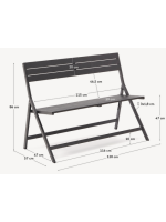 ASTRA Folding bench in black aluminum for indoors or outdoors at home bars restaurants ice cream parlors