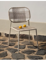 DINORI Chaise design empilable en corde synthétique et acier galvanisé choix de couleurs pour terrasse et jardin maison