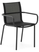 ALDANA noir ou blanc en aluminium peint et en textilène chaise empilable pour intérieur ou extérieur