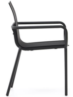 ALDANA noir ou blanc en aluminium peint et en textilène chaise empilable pour intérieur ou extérieur